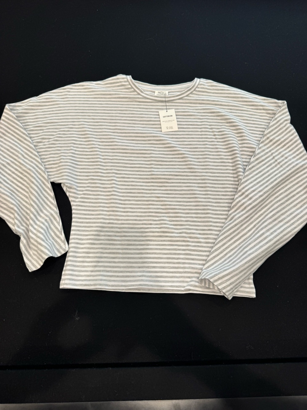 Cotton On White and Gray Striped Tee